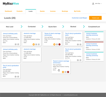 MyBizzHive’s business leads management CRM  to manage all leads in one place